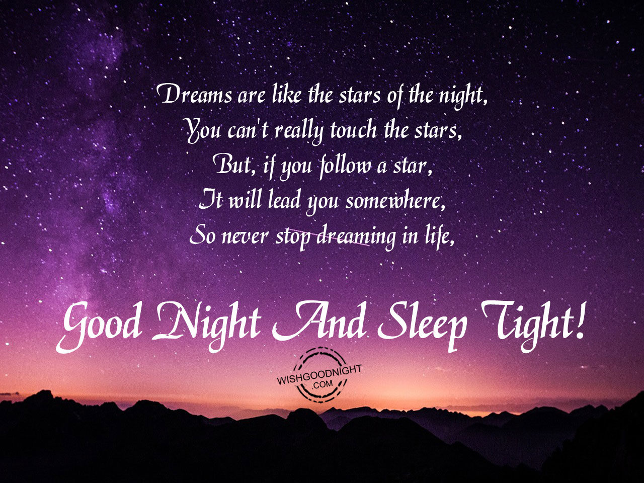 Dreams are like the stars of the night, - Good Night Pictures ...